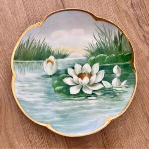 Alice JHR Bavaria Hand Painted Water Lilies Plate 8” Signed By A. Kolion Vintage
